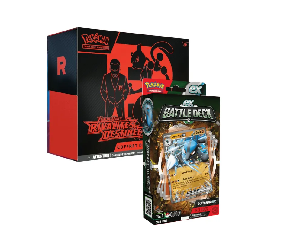 Pack : ETB Pokémon Écarlate et Violet Rivalités Destinées + BattleDeck Pokémon Lucario Ex