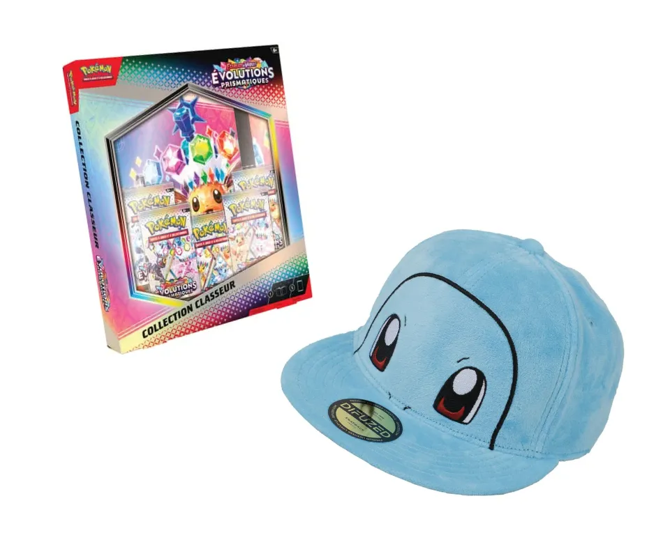 Pack : Coffret Pokémon Collection classeur Écarlate et Violet Évolutions prismatiques + Casquette Carapuce